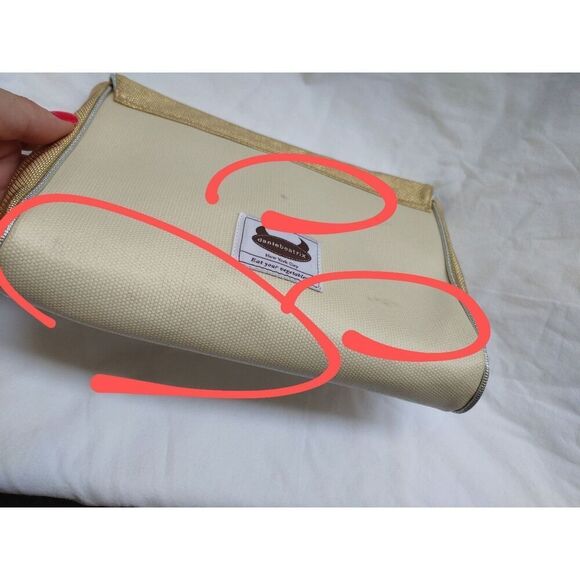 Dante Beatrix Women's Nylon/Plastic/Vinyl Cream/Gold/Silver Convertible Handbag. - Picture 5 of 10